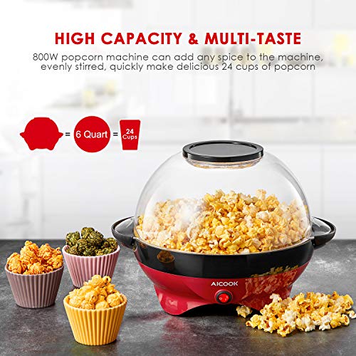 image for AICOOK Electric Hot Oil Popcorn Popper Machine, Popcorn Maker with Sti