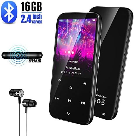 Bluetooth MP3 Player 16GB Olycism Music Player with 2.4Inch Large Screen & Speaker Walkman Support FM Radio Video E-Book Recording TF Card Slot up to 128GB for kids car