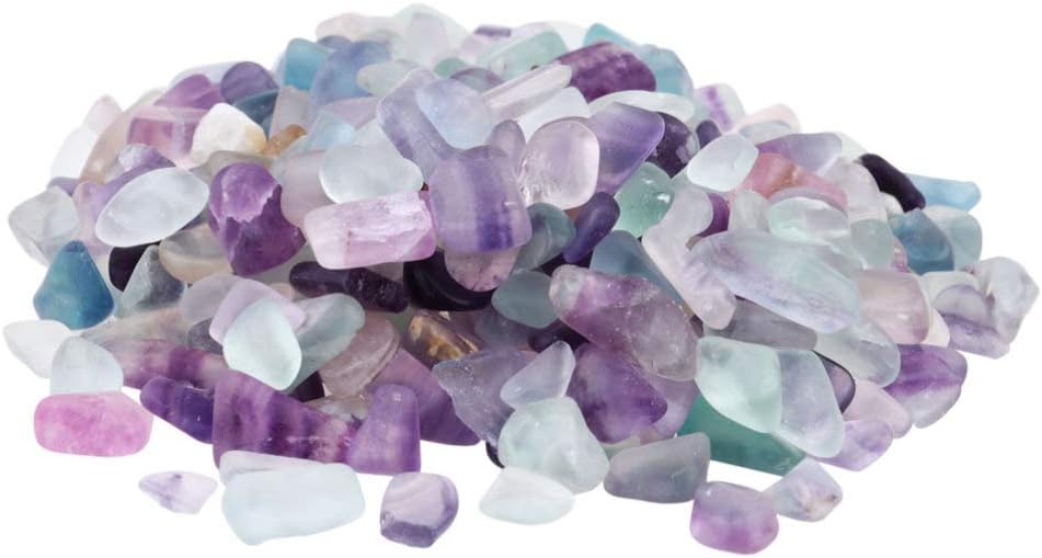 POPETPOP Natural Fluorite Tumbled Chips Stone Crushed Crystal Polished Irregular Shape Healing Quartz Crystal Gemstones for Home Decoration(1 lb - Image 4