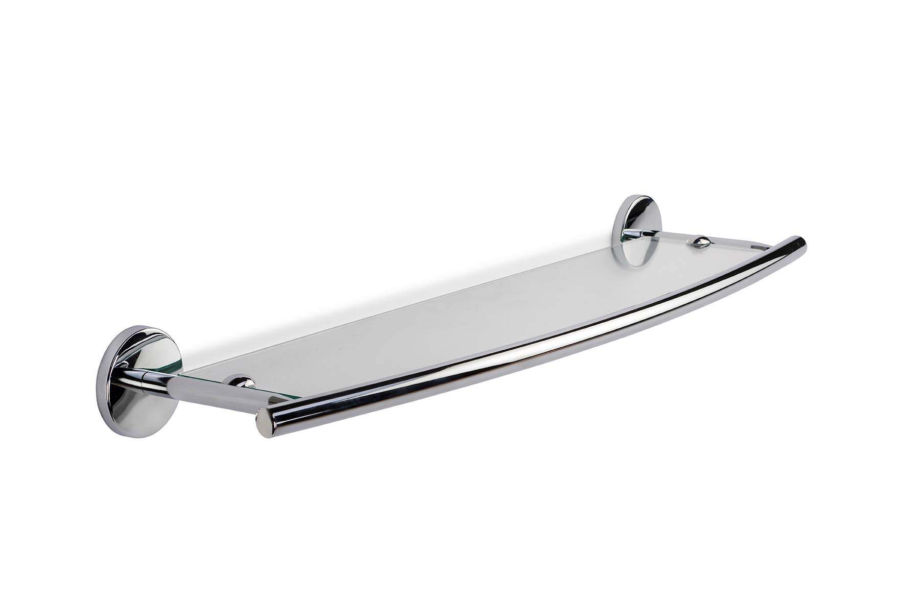 Croydex QM641441 Hampstead Wall Mounted Glass Shelf with Zinc Alloy Construction, Chrome