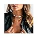 Zealmer Stunning Adjustable White Lariat Choker Necklace Chain Thin Choker Silver