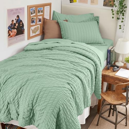 HYMOKEGE Sage Green Seersucker Comforter Set Twin