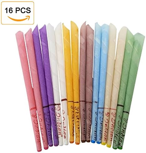 16 Pack Beeswax Candling Cones - 100% All-Natural Colorful Candles 8 Colors Different Fragrance with Protective Disks