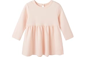 pureborn Baby Toddler Girl Dress Solid Short and Long Sleeve Ruffle Cotton Playwear Dresses 0-5T