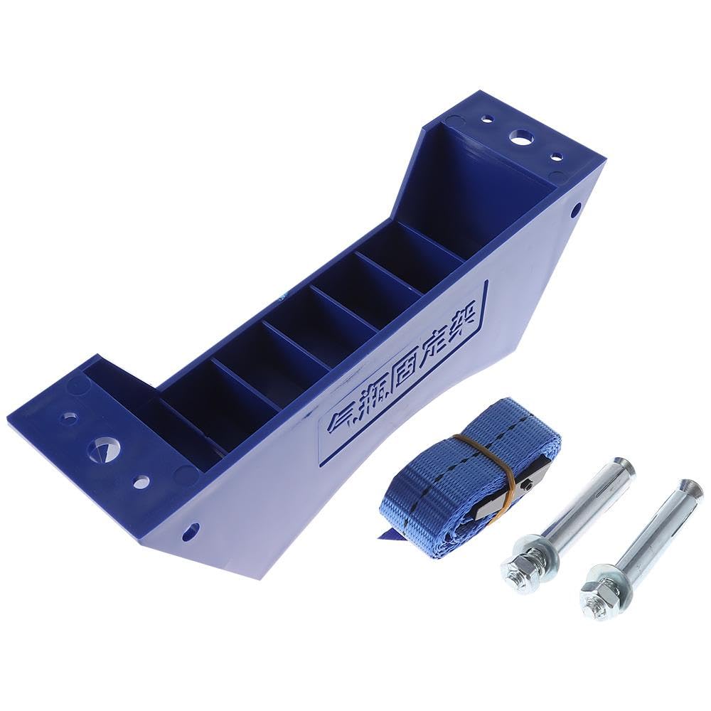 Fudeshe Blue Cylinder Wall Mounted Bracket,Cylinder Bracket Tank Bracket with Screws and Safety Chain,Hydrogen Oxygen Cylinder Strap Holder for Cylinder