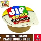 Jif To Go Natural Creamy Peanut Butter, 1.5 oz., 8 Total Cups – Convenient On the Go Pack, 7g (7% DV) of Protein per Serving, Smooth, Creamy Texture – No Stir Natural Peanut Butter