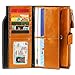 Itslife Women's RFID Blocking Large Capacity Luxury Wax Genuine Leather Cluth Wallet Ladies Card Holder (Tan RB)