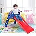BABY JOY Folding Slide, Indoor First Slide Plastic Play Slide Climber for Kids (Round Rail)