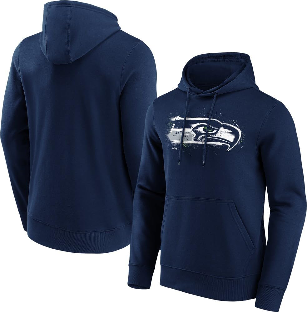 Seattle Seahawks NFL Hoodie Sweatshirt Splatter Crest Graphic, red, S
