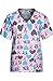 MedPro Women's Medical Scrub Set with V-Neck Print Top and Cargo Pants Pink Blue S(9007RIB-21)