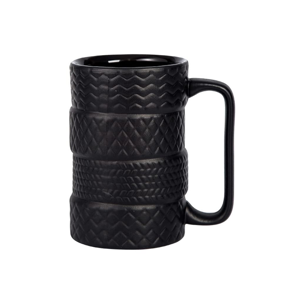 Hosoncovy Creative Tire Shaped Ceramic 3D Mug Ceramic Wheel Coffee Mug Coffee Cup Drink Cup Gift Mug 500ML Capacity (A)