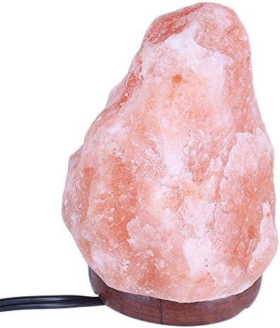 Wishwill Natural Crystal Himalayan Rock Salt Lamp Hand Carved 3-5 Pounds Salt Crystal Lamps with Wood Base UL Dimmer Switch Cord &amp; Bulb for Home Office Living Roon Bathroom Decorations