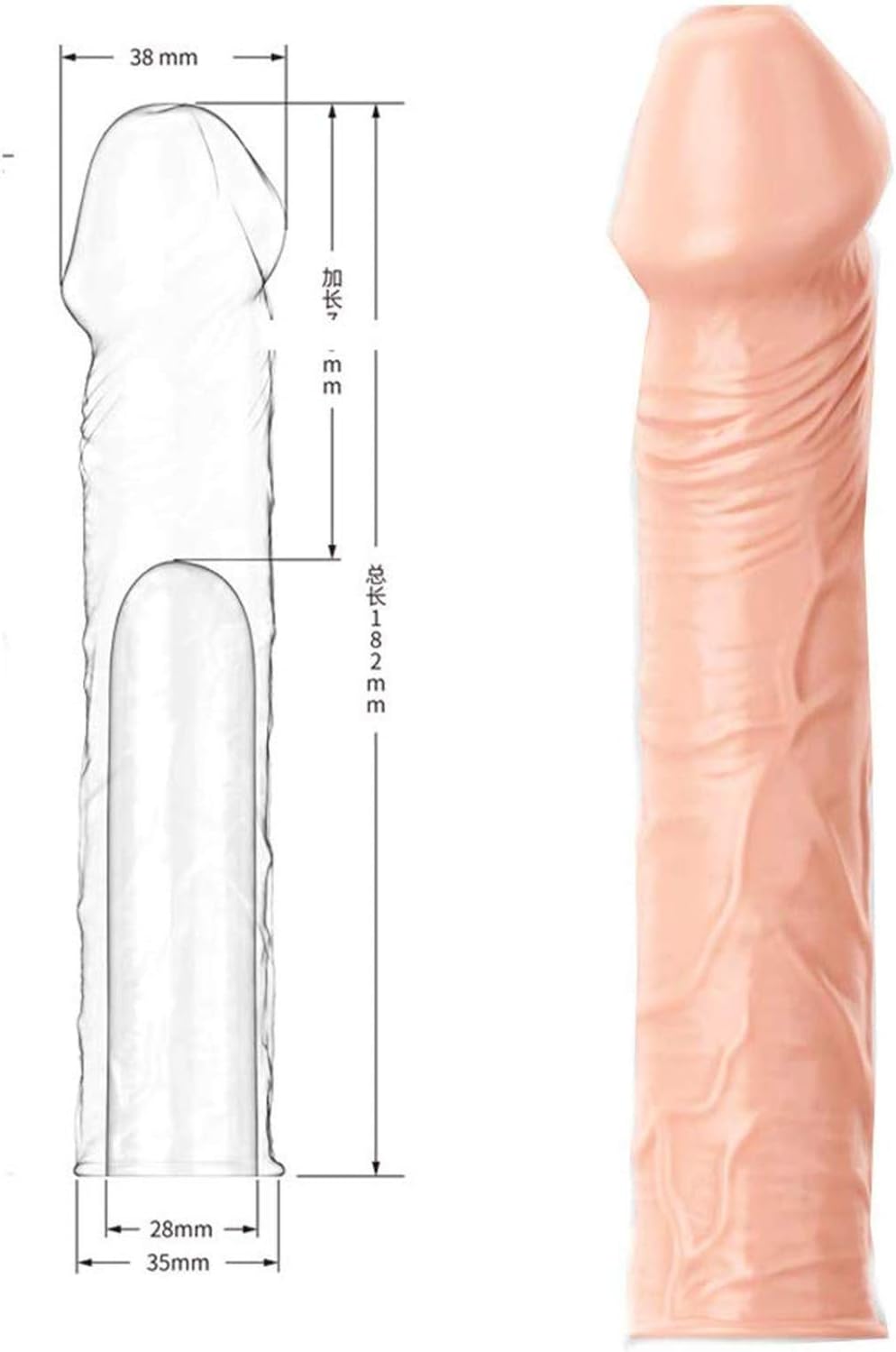 Ruimada Men's P-Ê-ň-Ï-s Extended Sleeve Long Maca Con-Dom Soft Stretch Silicone Toy T-Shirt