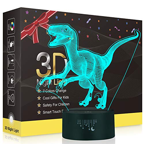 3D Night Light Touch Table Desk Lamp, Rquite 7 Color Changing Optical Illusion Lights with Acrylic F