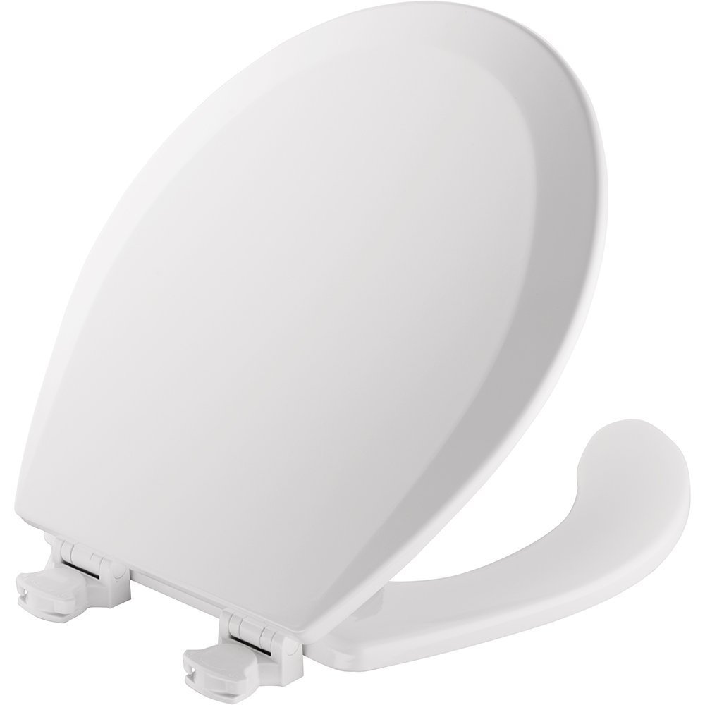Mayfair 440EC 8440EC 000 Open Front Toilet Seat Will Never Loosen and Easily Remove, Round, Durable Enameled Wood, White