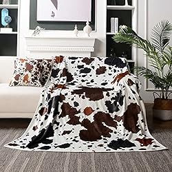 WIBUE Cow Throw Blanket 60"x50" with 2 Pcs Pillow