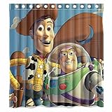 Custom Toy Story Pattern Waterproof Bathroom Shower Curtain 100% Polyester Fabric Shower Curtain Standard Size 66 x 72