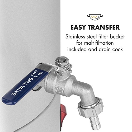 Klarstein Maischfest • • 25-Liter Capacity Beer Brewing Device • Mash Tun • 5-Piece Set • 1000 and 1600 Watts Power• LCD Display and Touch Control Panel • Temperature • Stainless Steel - Thumbnail 3