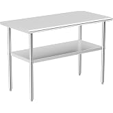 Stainless Steel Table for Prep &amp; Work, 24x48 Inches, Metal Commercial Heavy Duty Table with Adjustable Under Shelf for Restaurant, Home and Hotel