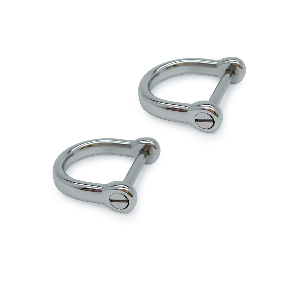 LABEN Stainless Steel D-Rings with Screw Shackle Horseshoe U Shape Key Ring 2 pcs 1/2 Inch