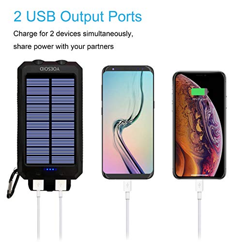 Solar Charger 20000mAh YOESOID Portable Outdoor Waterproof Solar Power Bank Camping External