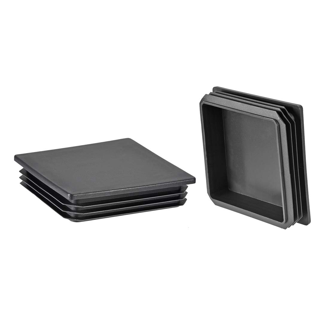 sourcing map 4Pcs 120mmx120mm(4.7inch) Plastic Tubing Plug Square Post End Caps for Handrail Stair Newel Guardrail Tube Black