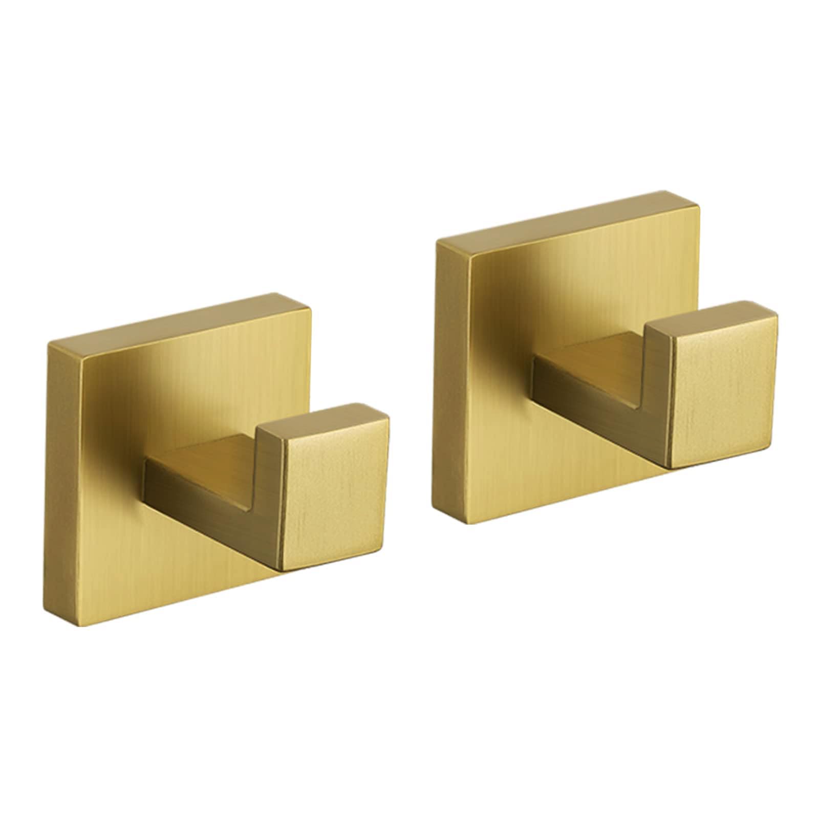 TURS Towel Hooks Clothes Robe Hook for Bathroom Kitchen Garage Stainless Steel Wall Mounted 2 Pack, Chrome Wall Mounted Brushed Gold Q7001GD-P2