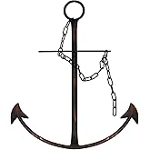 Aura7Mix 13" Antique Metal Nautical Anchor Wall Decor with Chain, Hand-Painted Iron Metal Anchor Art Wall Decor Ideas for Coastal, Farmhouse, Bedroom, Dorm Home, Living Room (1 Pack Vintage)