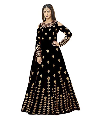 generic women's banglori silk gown (1001_black_free size)
