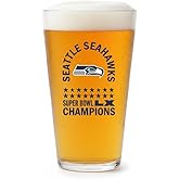 Logo Brands Seattle Seahawks Super Bowl LX Champions 16oz Pint Glass – Official NFL Football World Championship Merchandise – Collectible Barware Gift for Seahawks Fans