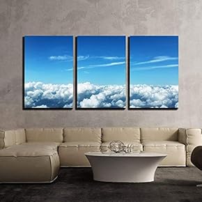 Aerial View of Clouds and Landscape Under Them x3 Panels