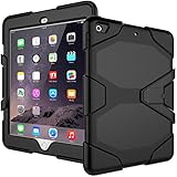 iPad 9.7 2017 / 2018 Case,Cantis Tough Rugged Heavy Duty Armour Shockproof Bumper Full Body Protective Cover With Kickstand for Apple iPad 6th generation / iPad 5th generation (back)