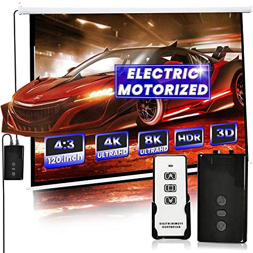 Motorized Projector Screen with Remote Controller 120" Inches 43