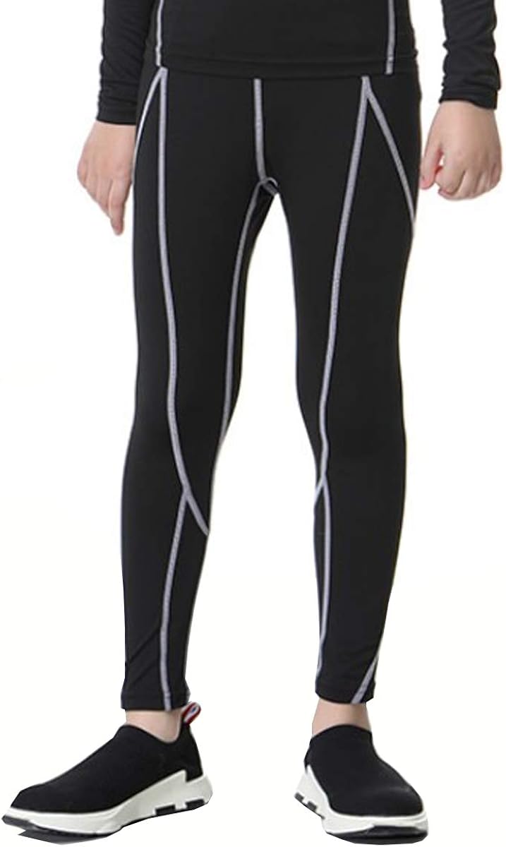 Youth Boys Compression Leggings Athletic Pants Base Layer Football Workout Tight: Clothing