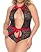 LamourLove Plus Size Lingerie Women's Sexy Lace Teddy bodysuit