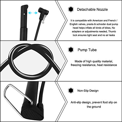 image for IDMAX Bike Pump, Portable Bicycle Floor Pump Mini Hand Air Pump with F