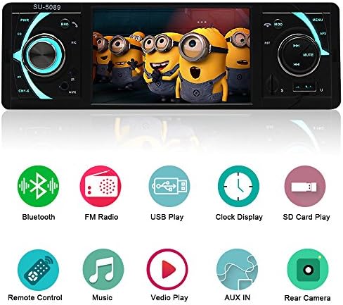 YALASO 4.1 Inch Single Din Car Stereo MP5 Player with Bluetooth FM Radio Car Audio 1080P Video,Black