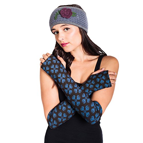 Vajra Print Organic Cotton Arm Warmers-Blue-One Size