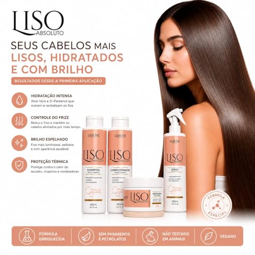 Lakose Kit Liso Absoluto Efeito Liso e Anti Frizz 4 Itens
