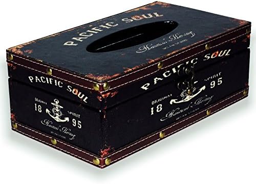 Lovepro Wooden Tissue Box Holder Retro Design,Rectangular Tissue Box Cover Case Napkin Dispenser (Black)