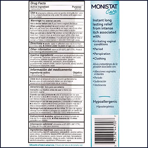 MONISTAT INSTANT ITCH RELIEF CREAM FOR WOMEN, MAXIMUM STRENGTH FEMININE ITCH CARE, 1 OZ