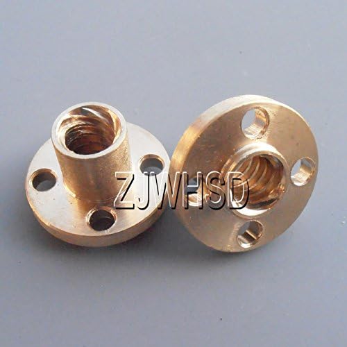 2pcs 2mm pitch 12mm Lead ∅22mm Brass Flange Nut /∅8mm 6-Start Screw CNC 3D Z axis [Gold Sister]