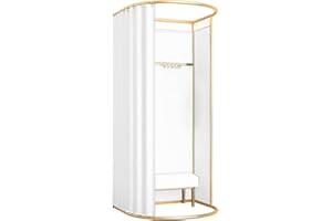 Arkantos Portable Changing Room Dressing Room with Curtain, Clothing Store Fitting Room Portable Room Temporary Privacy Screen with Smooth Hook for Boutiques. (White)