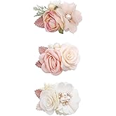 Flower Hair Clips Set for Baby Girl Lightweight Floral Hair Bow Accessories with Boutique Fully Lined Alligator Clip for Toddler Teens Gifts (AB)