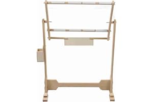 Cross Stitch Frame Floor Stand with 5 Foot Positions Wooden Pine Tapestry Tires, 50 Cm Height for Comfortable Handicraft Sess