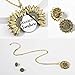 You Are My Sunshine Necklace, Sunflower Necklace and Earrings Set, Mother Daughter Necklace, Engraved Pendant Locket Necklace, Jewelry for Women and Girls with Gift Box (Sunshine antique-gold)