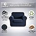 CHUN YI Stretch Armchair Sofa Slipcover 2 Piece Sofa Cover, 1 Seater Chair Slipcover Coat Soft Washable Furniture Covers with Elastic Bottom, Checks Spandex Jacquard Fabric, Small, Dark Blue/Navy