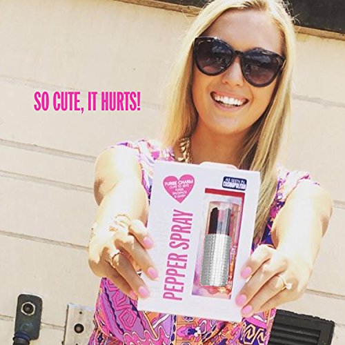 BLINGSTING Cute and Quick Access Self Defense Police Strength Rhinestone Pepper Spray Keychain with UV Marking Dye, Personal Protection for Women, Silver - Thumbnail 4