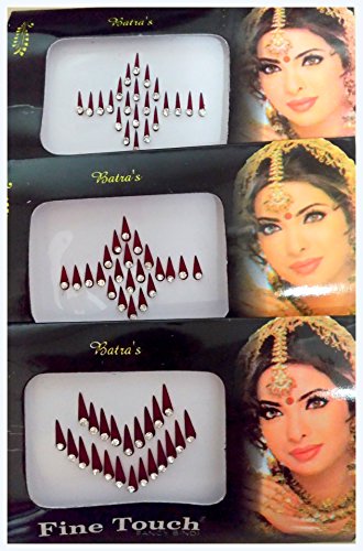 Crystal velvet bindi tattoo stickers 3 cards of different size ma…