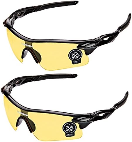 Polarized Sports Sunglasses Glare UV400 Protection HD Night Vision for Motorcycle Riding Glasses (2 PACK)
